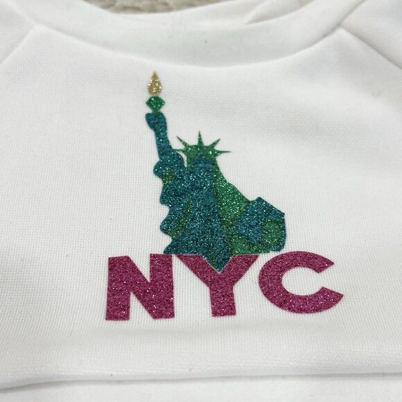 Build A Bear Workshop White NYC New York City Glitter Sweatshirt Accessory - Picture 2 of 6